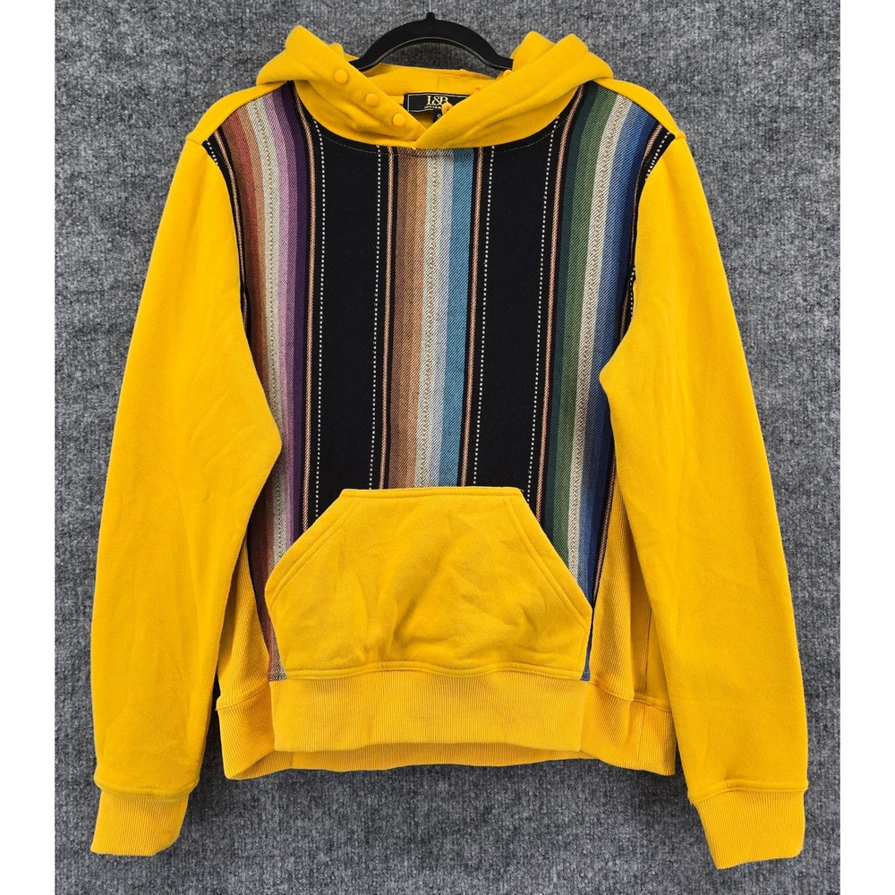 Lucky & Blessed Hoodie Women S Yellow Striped Serape Snap Neck Southwestern